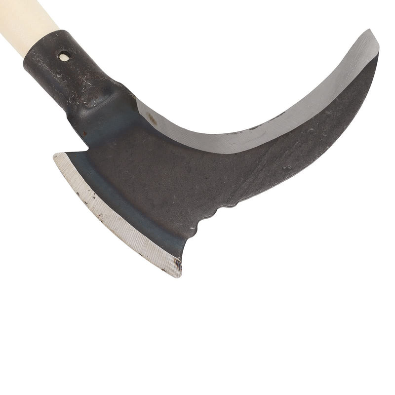Grass Sickle, Manganese Steel Portable Held Sickle Tool Grass Lawn Gardening Farming Weed Remover Scythe Blade Cutter Grafting Knife for Outdoor Gardening, Clearing Vines Single Cutter Head, Wooden Stick