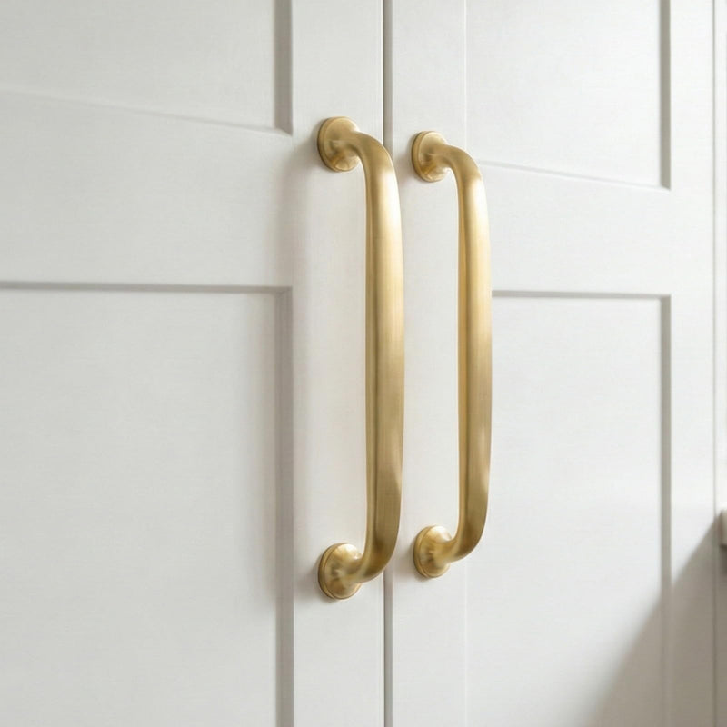Liron Hardware 10 Pack Gentle Arch Contemporary Cupboard Cabinet Handles 5 Inch (128mm) Kitchen Gold Drawers Pulls Brushed Brass 5 Inches (128mm) Hole Center