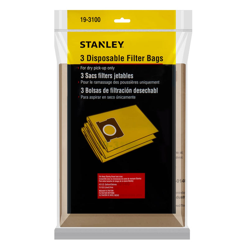 alton enterprises limited Stanley 19-3100 5-8 Gallon Disposable Filter Bag for Wet/Dry Vacuums,(Pack of 3)