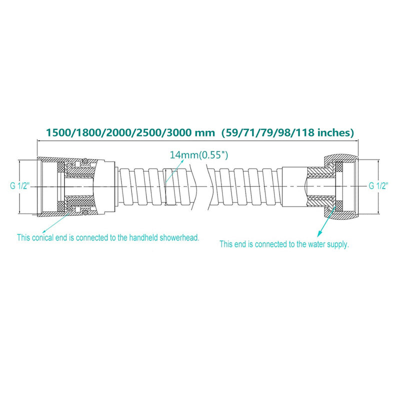 TRIPHIL Kink-free Shower Hoses 71" Extra-long for Handheld Shower Head Hose Replacement Flexible Metal Bath Tub Hose Tube Extension Anti-twist Brass Connectors Stainless Steel Brushed Nickel 71-Inch 71 Inches