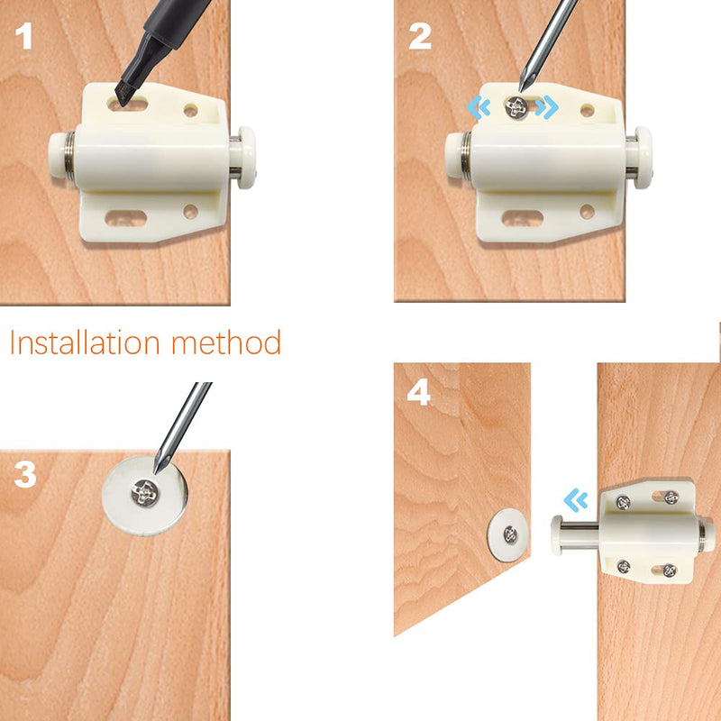 12Pack Magnetic Touch Push to Open Door Latch for Heavy Duty Door Push Release Latch Kitchen Drawer Push Catch Pop Out Latch Kitchen Closet Door Closing (White) White