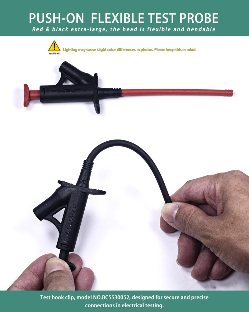 Flexible Test Hook Clamp, Heavy Duty Test Hook Clips with 4mm Banana Socket for Automotive Power Electrical Test