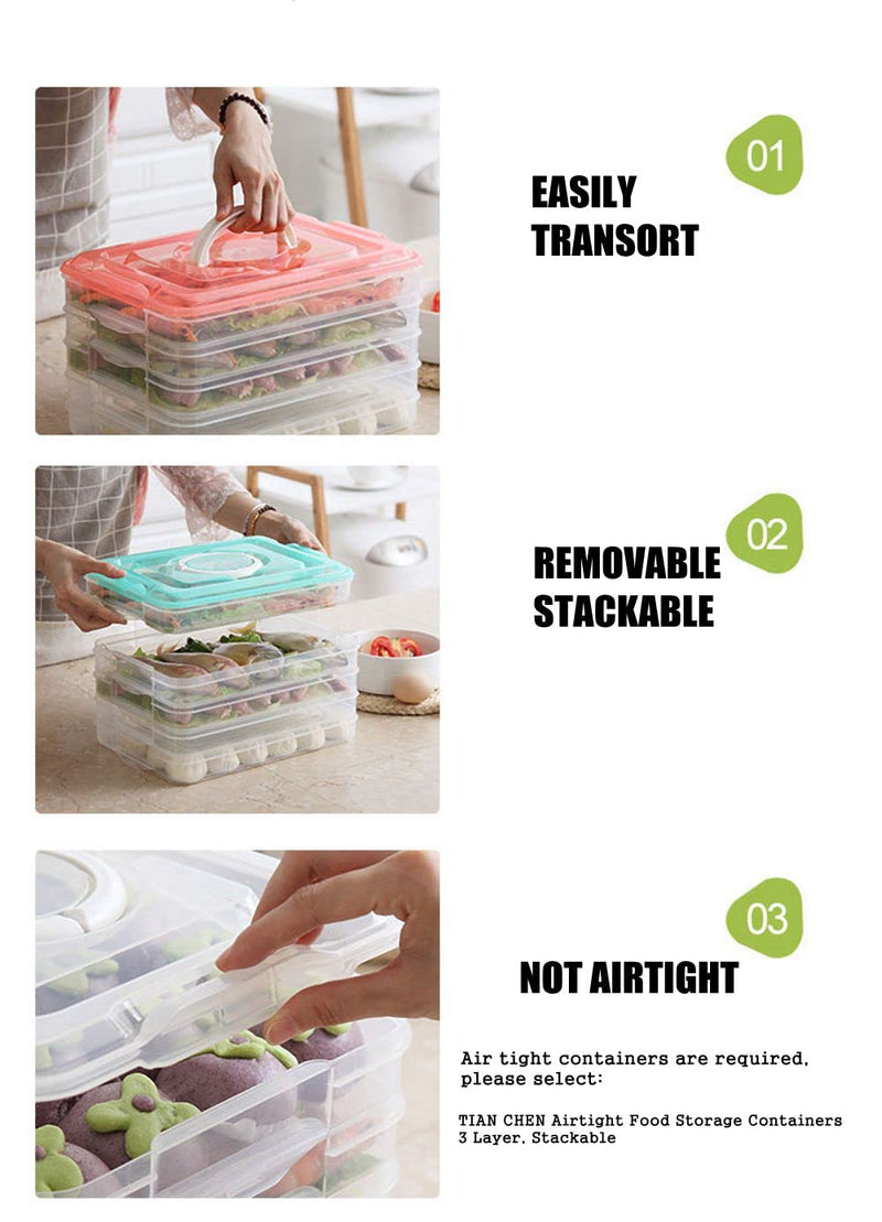 Refrigerator Organizer Bin, Plastic Food Storage Containers with Lid, 3-Layer, BPA free, Stackable Food Organizer Keeper for Snack, Vegetables, Meat, Fish, Bacon (blue) blue