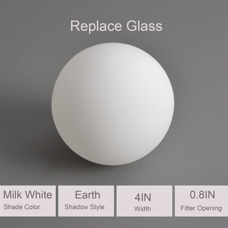 Lighting Replacement Glass Lampshade 4 Inch Milky White Glass Dome Cover Round Globe 0.8 Inch Fitter for G9 Bulb Replacement (milk white)
