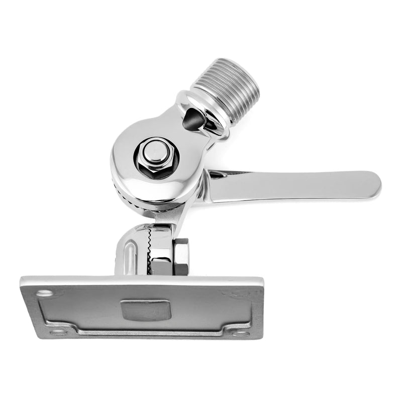 QWORK 316 Stainless Steel Adjustable Ratchet Mount - Marine Grade, Rust-Proof, Highly Polished Finish Base Mount for Boat