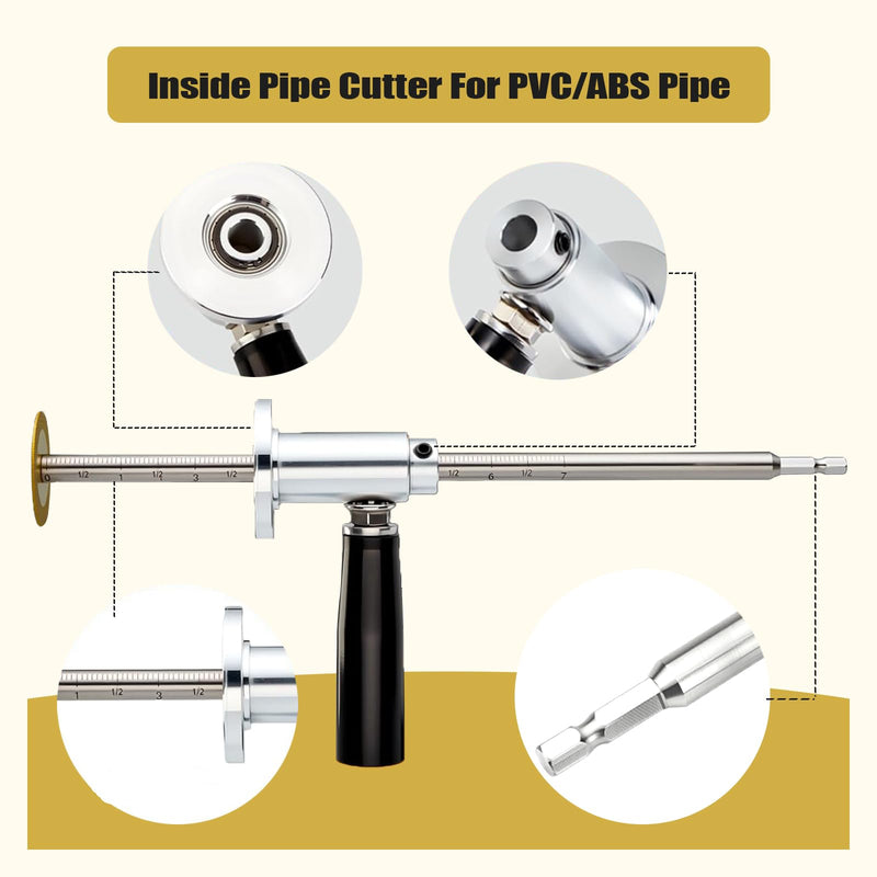 7-Inch PVC Pipe Cutter Tool for Drill-Internal/Inside Pipe Cutting with Diamond Wheel,Hex Shank&Adjustable Depth Handle-Fast,Clean Cuts for Plumbing,Irrigation,DIY Projects