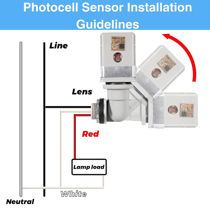 4PCS Photocell Sensor for Outdoor Lights, 120VAC Dusk to Dawn Light Sensor with 4pcs Lever Wire Connectors, 180° Swivel Mount IP54 Waterproof Photoelectric Switch for Yard, Parking Lot, Street
