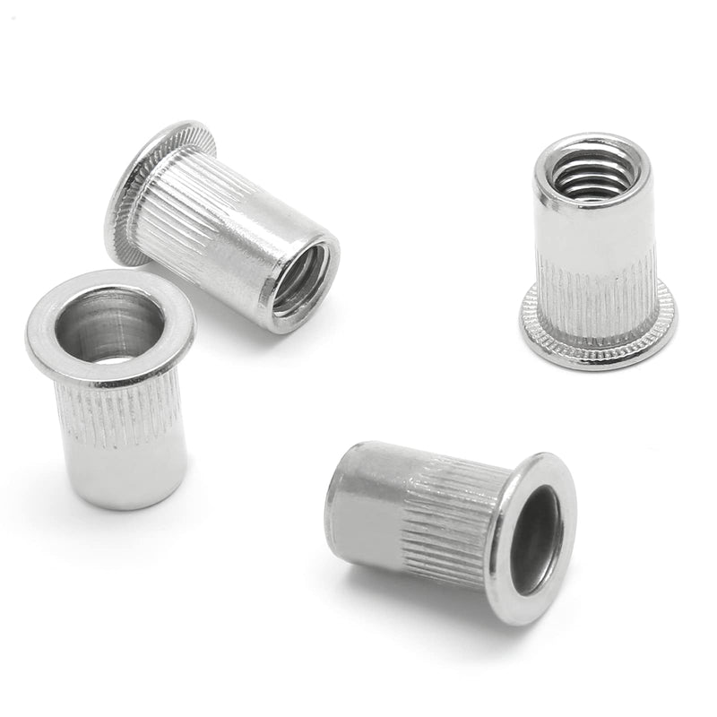 20PCS 5/16"-18 Stainless Steel Threaded Insert Rivet Nut, 5/16-18UNC Rivnuts Flat Head Rivets, Knurled Nutsert Screws Blind Nut 5/16"-18, 20 Pack 304 Stainless Steel