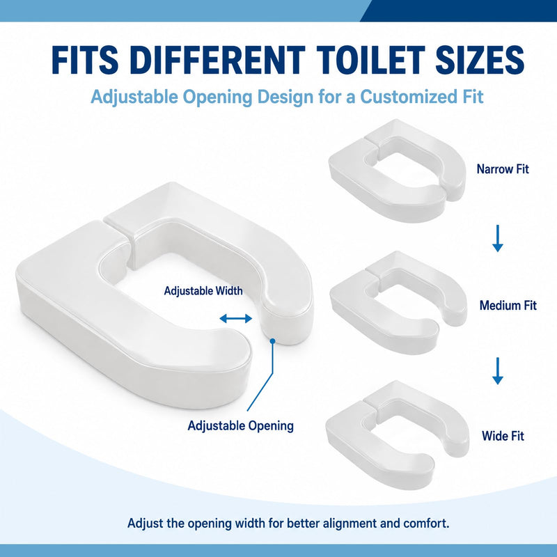 2 Inch Toilet Seat Riser Elevated for Seniors & Handicap, High Density Foam Padded Raised Toilet Seat Cushion, Fits Standard Elongated Toilets, Soft PU Leather, White