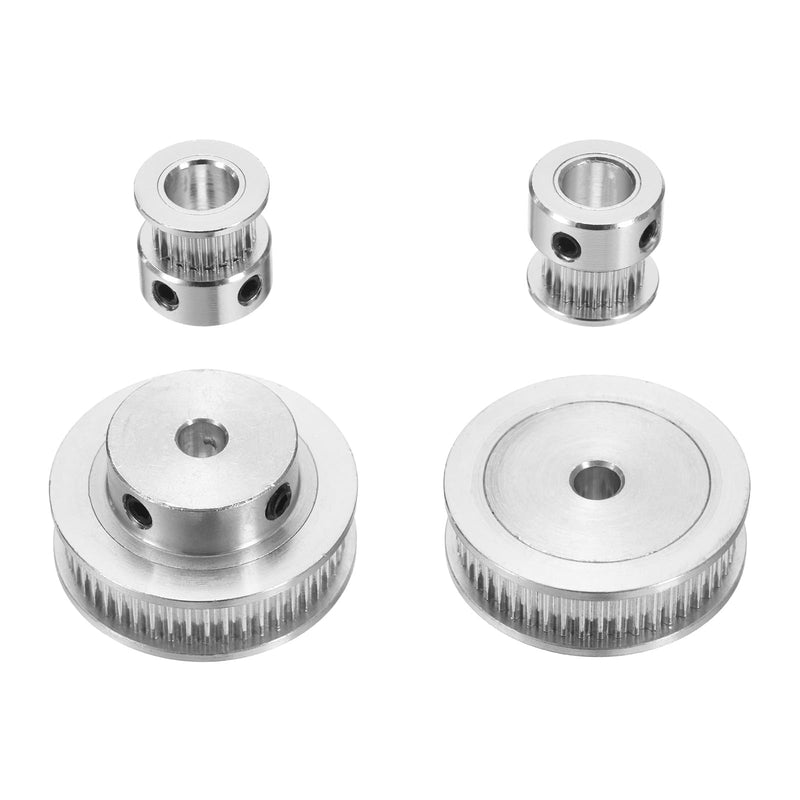 uxcell 2 Set GT-2 Synchronous Wheel 20&48 Teeth 6.35mm Bore, Aluminum Alloy Timing Pulley Wheel with 2Pcs Length 200mm Width 6mm Belt for 3D Printer, CNC Machine (20-48T-6.35B-6)