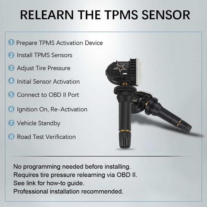4-Pack GM TPMS Sensors 315MHz, Pre-Programmed Tire Pressure Monitoring System Replacement for Chevy Silverado Equinox, GMC Sierra, Buick, Cadillac - Replaces OE# 13598771 13598772 13586335 13581558
