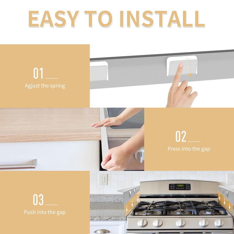 Stove Gap Covers 316 Stianless Steel Stove Gap Filler Oven Side Gap Filler Between Stove and Counter Slide in Range Trim Kit for Kitchen 2 Pack 23.2 inch Silver