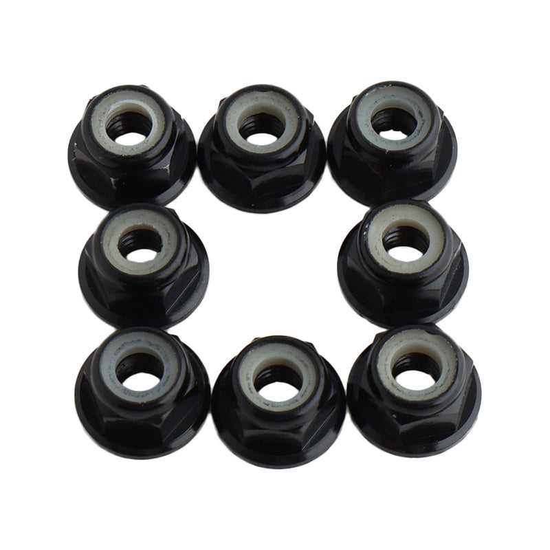 8PCS Flange M4 Lock Nuts Serrated Nylon Self-Tightening Aluminum M4 Wheel Hardware for Axial HPI TLR ECX Model RC Car Vehicles Upgraded Replacement Parts (Black) Black