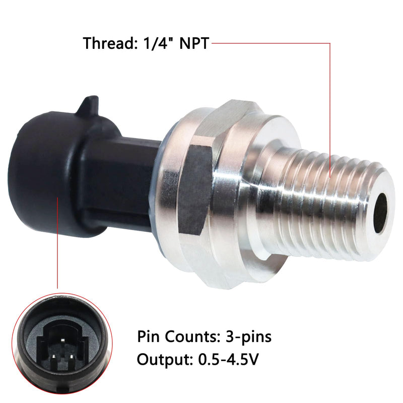 250 Psi Oil Fuel Pressure Sensor Transducer Sender with Harness Kit for Oil Air Fuel Gas Water 1/4" NPT Thread 316 Stainless Steel 0-250 Psi Oil Pressure Sensor Transmitter