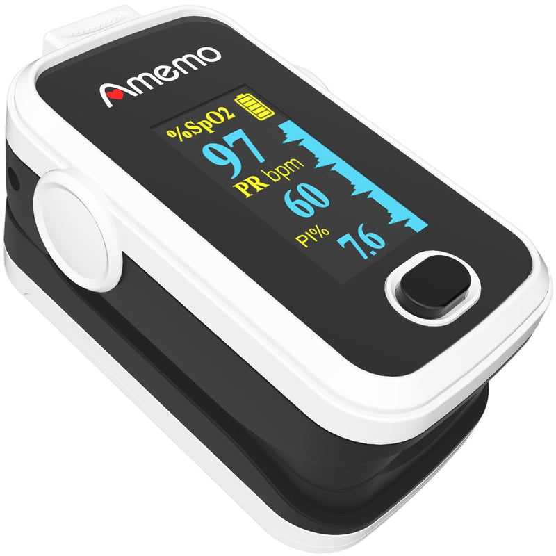 Pulse Oximeter,OLED Display Oxygen Monitor Fingertip,Blood Oxygen Saturation Monitor(SpO2) with Carrying Case,Silicone Cover White
