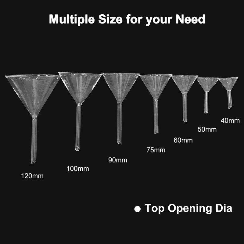 PATIKIL 100mm Glass Funnel, 2 Pack Short Stem Scientific Borosilicate Glass Heavy Wall Funnel for Filling Water Bottle Home Lab Kitchen Use