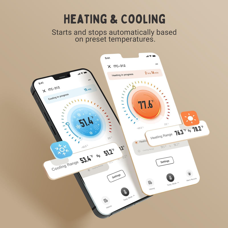 INKBIRD Bluetooth Digital Temperature Controller 1200W Heating Cooling 2-Stage Outlet Thermostat Controller Plug for Reptiles Aquarium Homebrew Breeding Fermenter