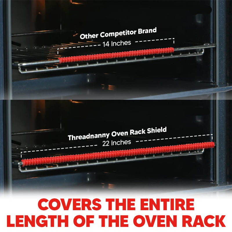 Silicone Oven Rack Shield Guard, Extra Long 22” Red (2 Pack), Full Length Fit on Standard-Sized USA Ranges - Heat Resistant Oven Rack Protectors - Prevents Hand and Arm Burns, Food Grade Cover 22 Inch Full Size Red 2 Pack