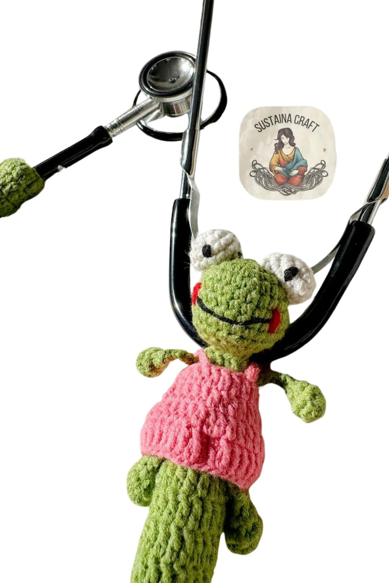 Handmade Crochet Frog Stethoscope Accessories Cover – Cute & Comfortable for Pediatricians and Nurses