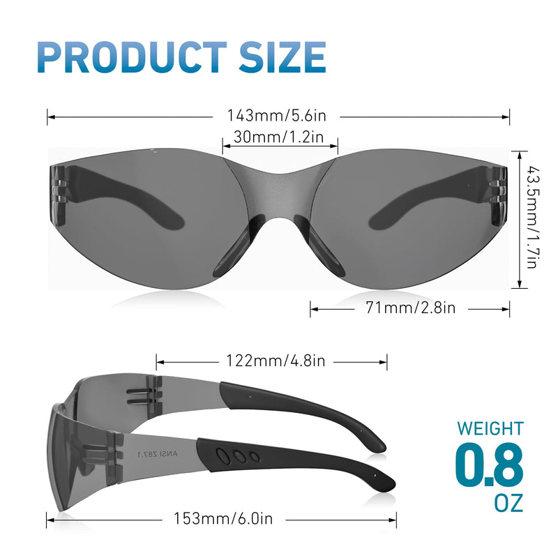 Safety Glasses ANSI Z87.1 Certified - Scratch-Resistant Protective Eyewear for Men & Women, Ideal for Construction & Shooting 30grey 1
