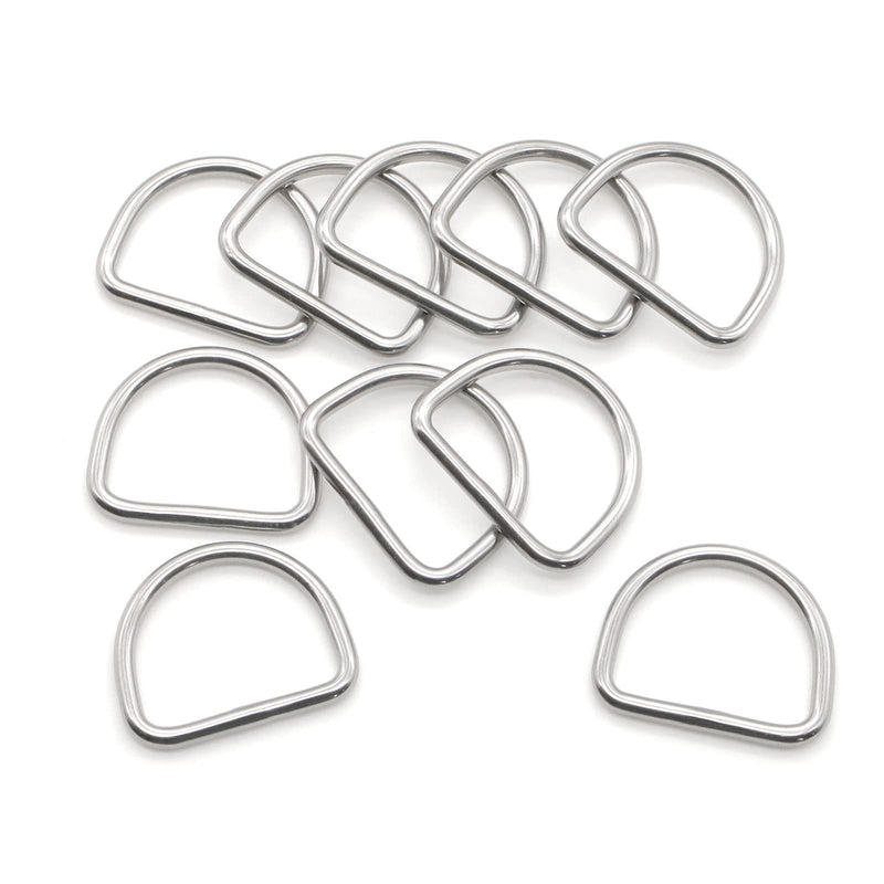10 Pcs 304 Stainless Steel Heavy Duty Welded D Ring Solid Metal D Rings for Camping Belt, Dog Leashes Hardware 5mm×40mm×36mm