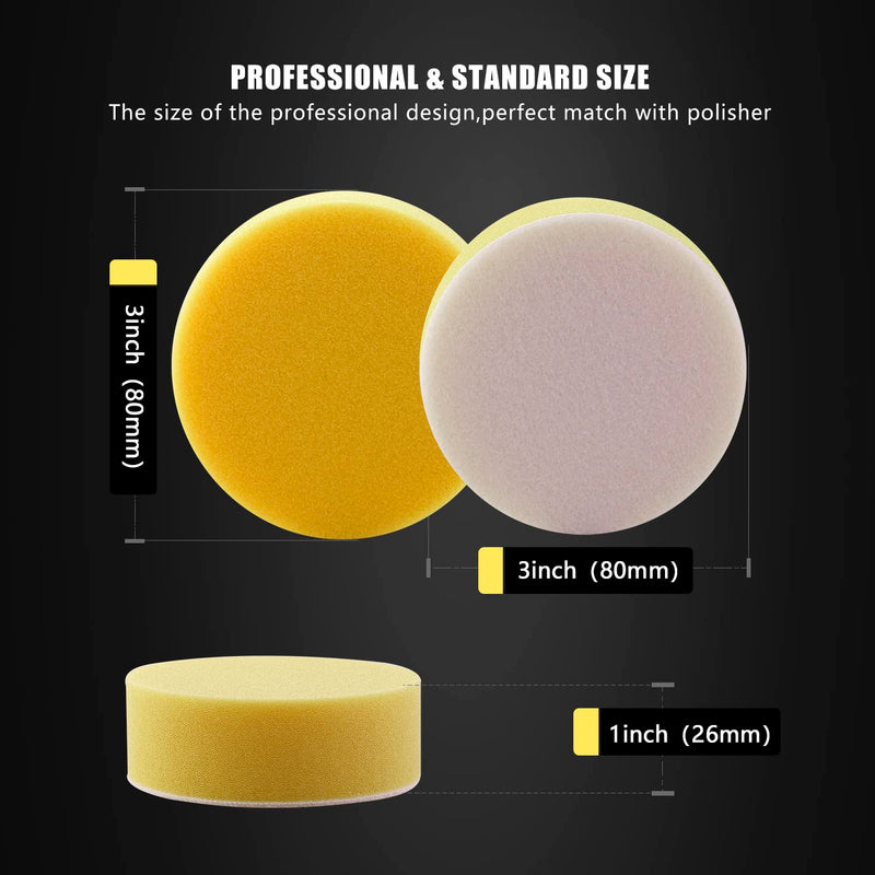 Polishing Pad, 50pcs 3 inch(80 mm) Sponge Buffing Pads, Foam Polishing Pad Kit for Car Sanding, Polishing and Waxing 3 inch 50PCs