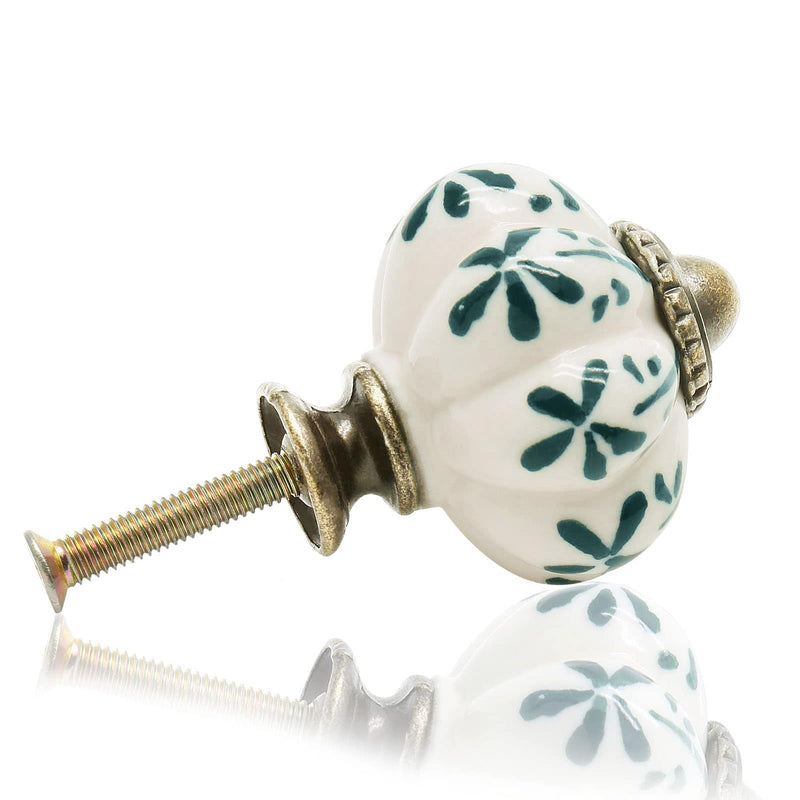 12pcs Ivory Pumpkin Knobs, Vintage Ceramic Cabinet Knobs, Dresser Knobs Drawer Knobs Door Knobs Drawer Pulls Dresser Handles with Mounting Screws - Leaf Pattern 12 Pieces