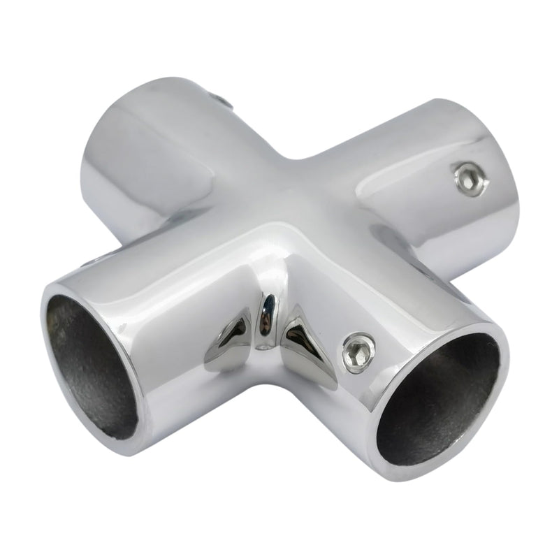 Marine Grade Heavy Duty Stainless Steel 316 Cast Boat Hand Rail Fitting 4 Way Cross Tube Pipe Connector Tee Joint 7/8IN OR 1IN