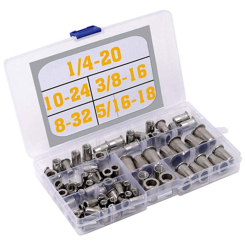 Stainless Steel Rivet Nuts Kit #8-32#10-24 1/4"-20 5/16"-18 3/8"-16 Threaded Insert Nutsert Rivnuts 8-32*10-24*1/4-20*5/16-18*3/8-16