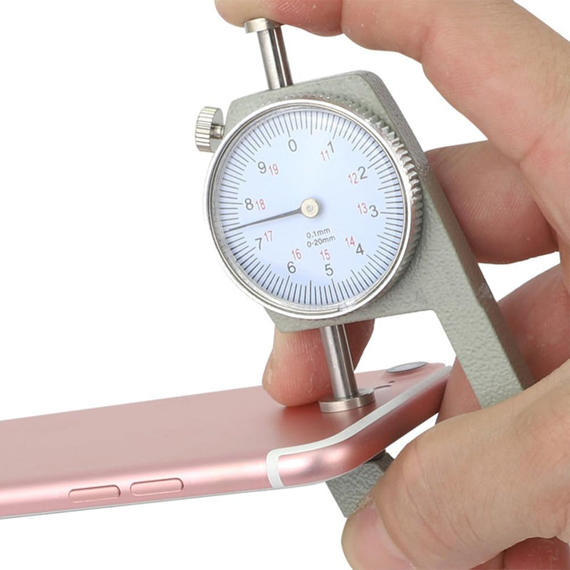Joyzan Dial Thickness Gauge, Portable Measuring Thickness Tester Accuracy | Flat Pointed Head Meter Precise Reading Indicator Tool 0 to 20mm Jewelry Leather Board Cloth Sheet Paper Film Wire 0.1mm