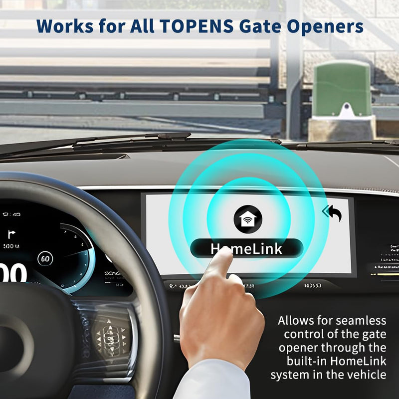 TOPENS HLR01 HomeLink Compatible Universal Receiver with Remote Control Transmitter for Automatic Swing Sliding Gate Opener Garage Door Opener, Security Gate Operator Accessory