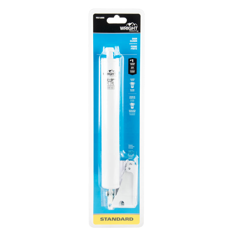 Wright Products Pneumatic Storm Door Closer – Adjustable, Smooth-Closing with Hold-Open Washer,White