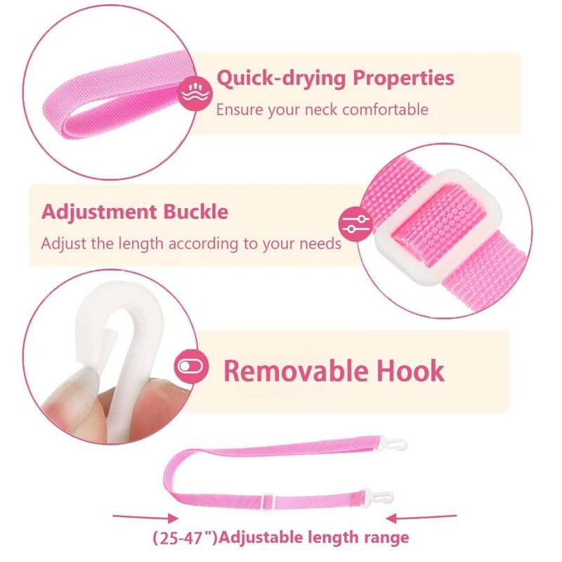 2Pack Shower Lanyard for Mastectomy Drain Holder JP Drainage Bulbs Breast Cancer Reconstruction ummy Tuck Patients After-Surgery Recovery Management (Pink 2) Pink 2
