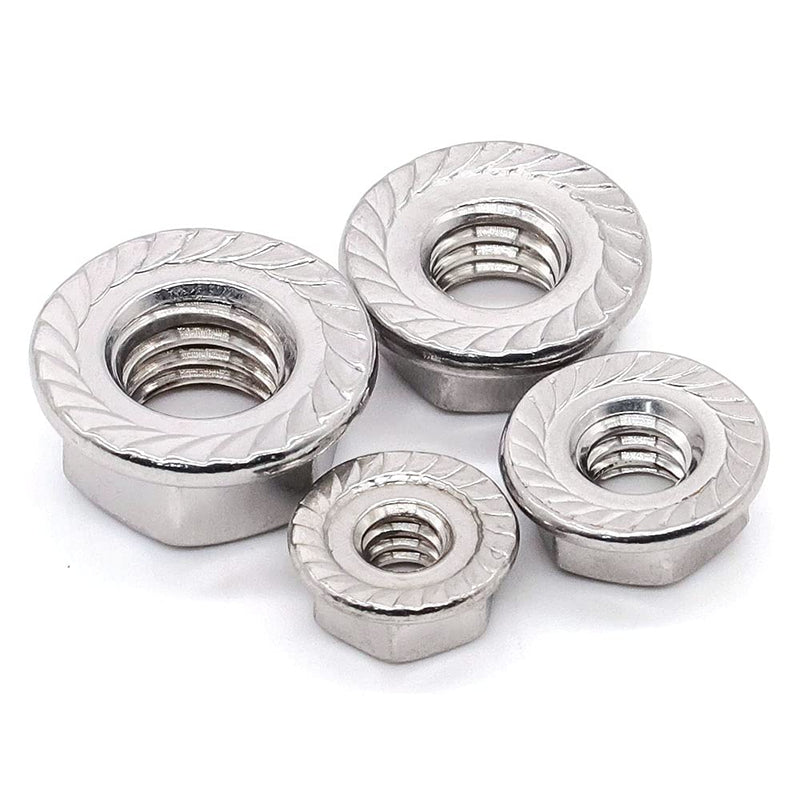Glvaner 1/4"-20 Thread Size Stainless Steel Serrated Flange Hex Nuts Locknuts 304 Stainless Steel 18-8 50 Pack