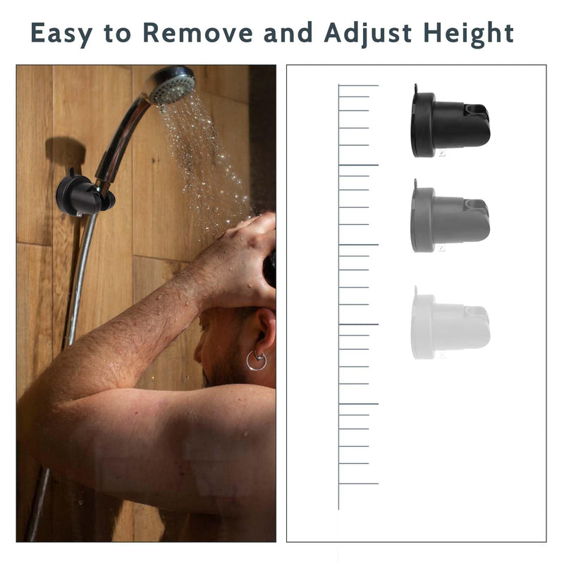 Shower Head Holder Removable Wall Mount Holder with Vacuum Suction Cup Height Adjustable Shower Wand Holder & Wall Mount ABS Plastic Suction Holder for Bathroom black