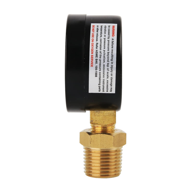 Measureman 2" Well Pump Pressure Gauge, 0-200psi/bar, 1/4" NPT Male with 1/2" NPT Adaptor, +/-3-2-3% Accuracy，Lower Mount 2" 0-200 psi Lower Mount