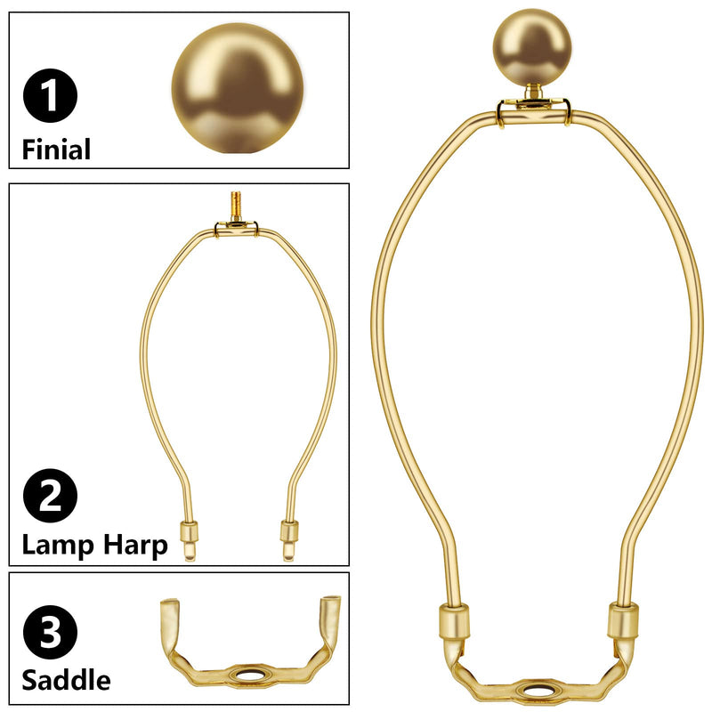 Lamp Harp, Detachable Lamp Shade Harp Holder, Used for Floor Lamps and Table Lamps, Wall Lamps, Etc, 2sets of Heavy-Duty Lampshade Holders, Chandelier, Gold (6 Inch) 6 Inch