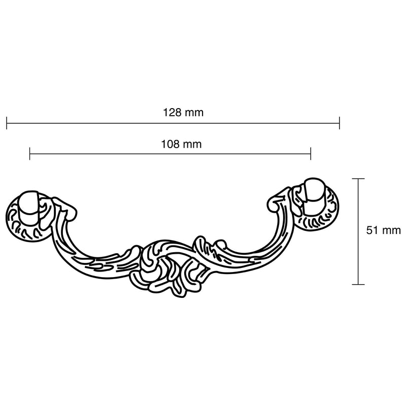 Richelieu Hardware BP3004108BB 4 1/4-inch (108 mm) Center-to-Center Burnished Brass Traditional Cabinet and Drawer Pull Handle for Kitchen, Bathroom, and Furniture