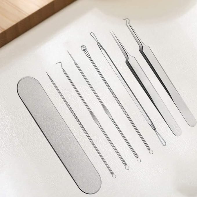 Trust Contact Square Plug, Tweezers, 7-Piece Set, Acne Remover, Pore Care, Tweezers, Comedone Extractor, Antibacterial, Stainless Steel, Case Included, Removal - NewNest Australia