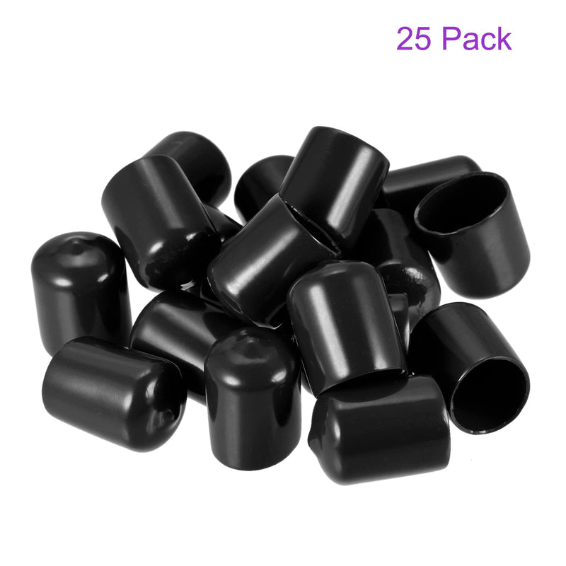 DMiotech 25 Pack 3/4" ID Black Screw Thread Protectors Rubber End Caps Bolt Covers for Screw Bolt Furniture Pipe 3/4"