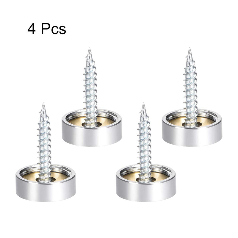uxcell Mirror Screws Decorative Cap Cover Nails Polished Stainless Steel 16mm 4pcs Silvery