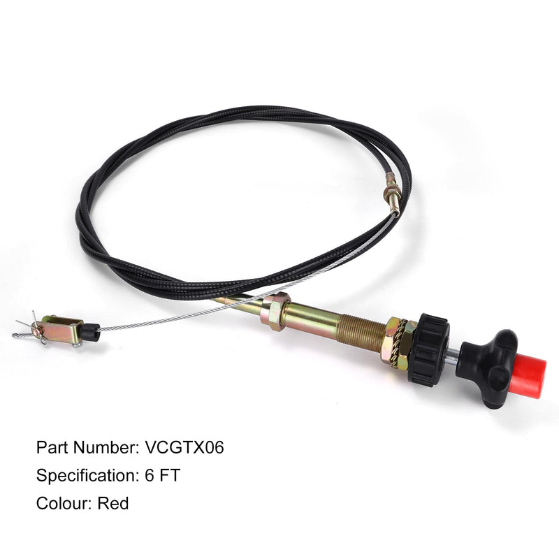 6FT Heavy Duty Vernier Adjustable Lock Cable, Part Number VCGTX06, Red Locking Adjustable Heavy Duty Vernier Control Cable…