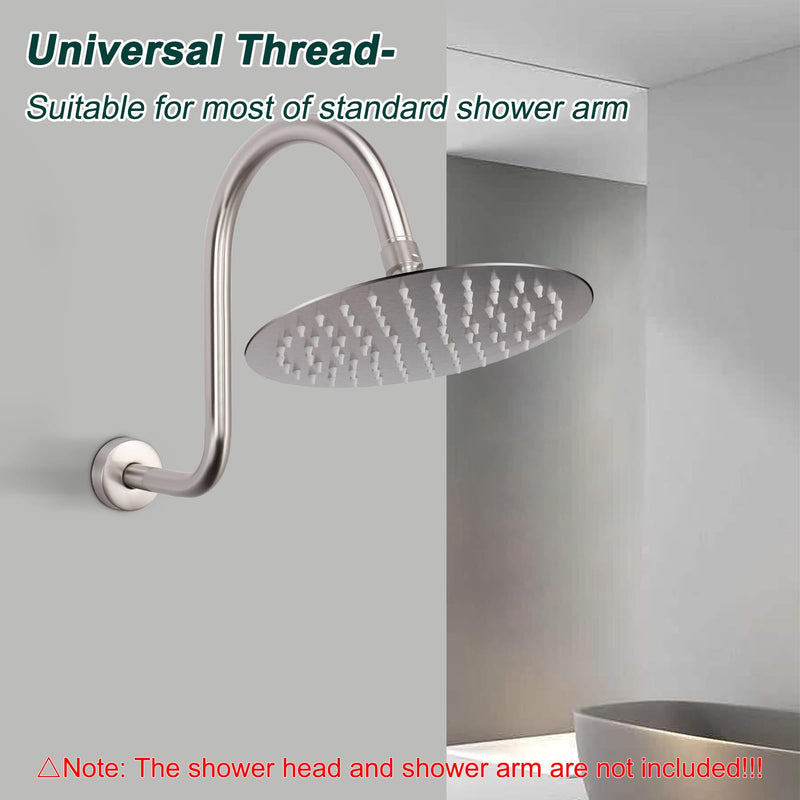 Shower Arm Flange, Stainless Steel Replacement Wall Split Flange/Escutcheon Plate Floor for Universal Standard 1/2" NPT Shower Head Arm Pipe (Round-Non Split, Brushed Nickel) Round-Non Split
