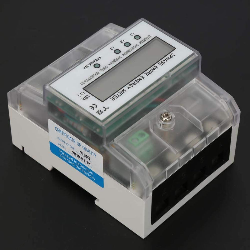 Three Phase 4P KWh Meter 220/380V 5-80A Digital Electric Power Consumption Monitor LCD Backlight