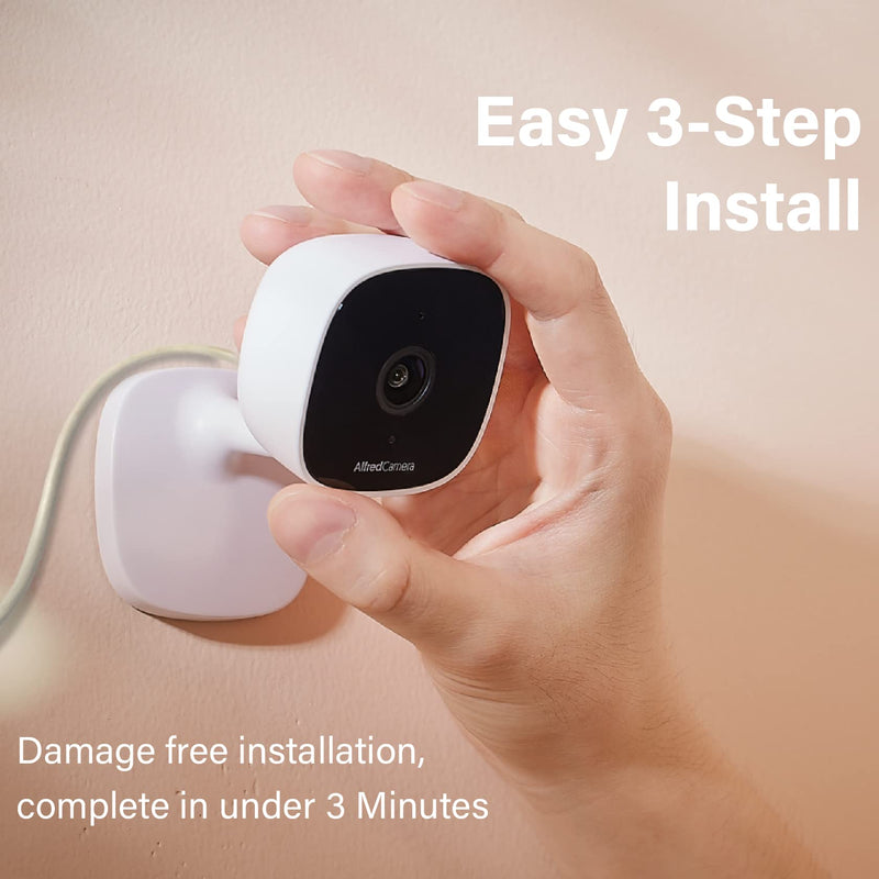 AlfredCam Indoor WiFi Security Camera, FullHD 1080P, 2.4G/WiFi, Continuous Recording, Motion Detection, Night Vision, Baby Monitor/Pet/Nanny Cam, App Powered (90M+ downloads)
