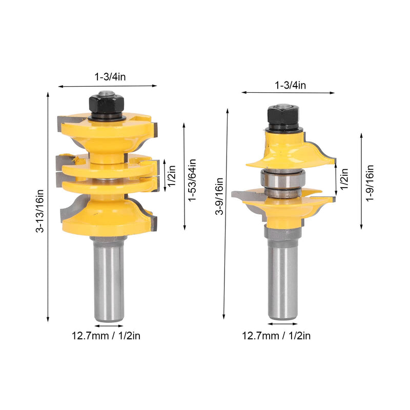 Entry Door Router Bit , Longer Service Life Adjustable Cabinet Routers Bits 2Pcs/Set Sharper Cutting for Plywood