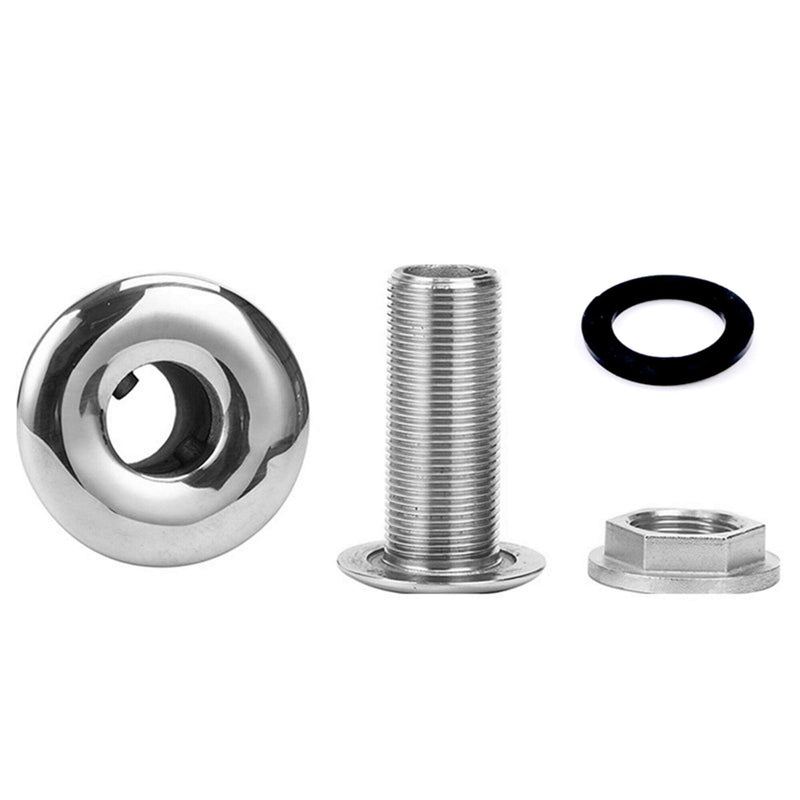 316 Stainless Steel Full Thread Thru Hull Fitting Hose Barb With Nut - Marine Hardware Accessories for Boat Drain Pipe, Yacht Bilge, Plumbing Fittings