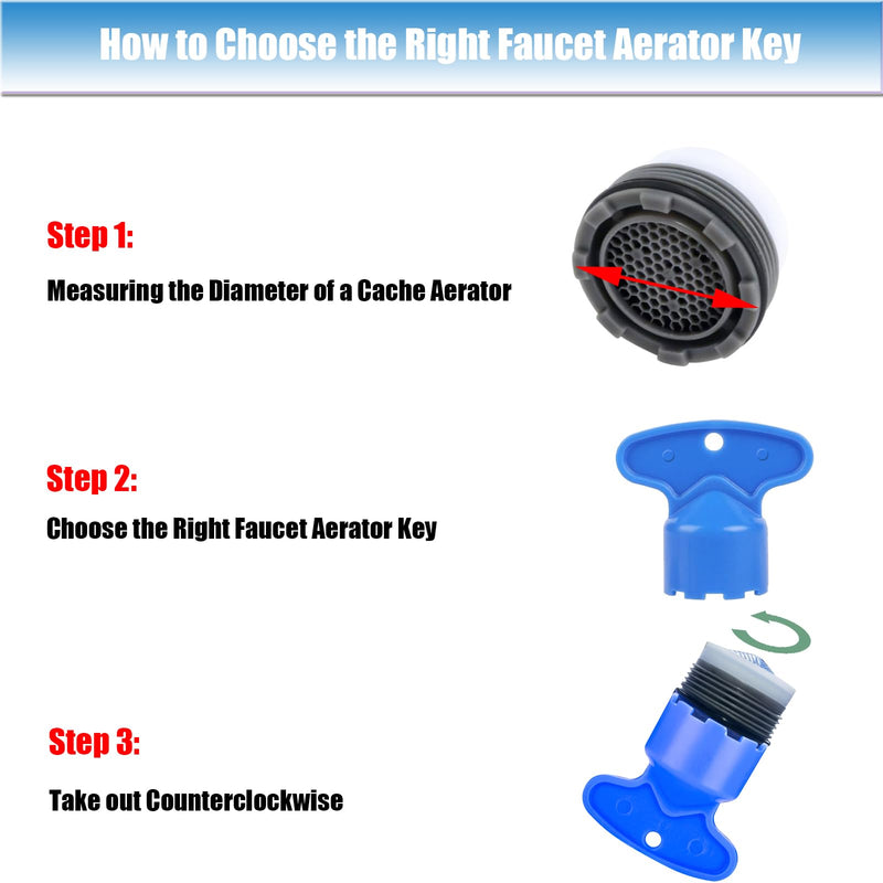5 Pcs Cache Faucet Aerator Key Removal Wrench Tool with 5 Sizes M16.5, M18.5, M21.5, M22.5, M24 Recessed Aerator Key Sink Aerator Wrench for Bathroom Kitchen Sink Faucet Aerator Removal Tool