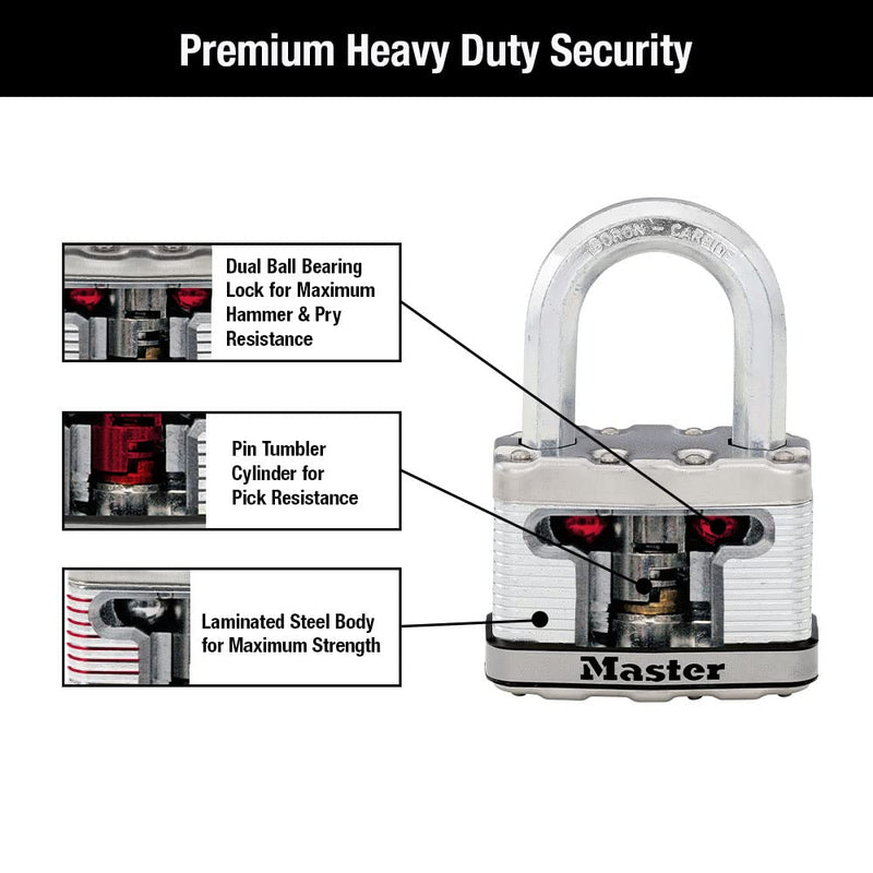 Master Lock M15XTLF Magnum Heavy Duty Outdoor Padlock with Key, 2 Pack Keyed-Alike 2 Pack, Keyed-Alike