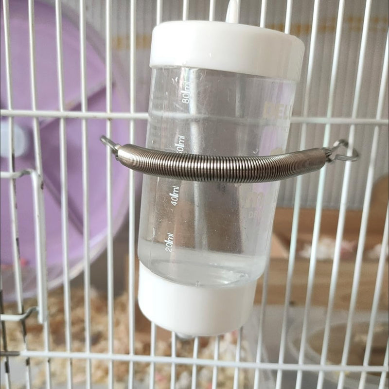 10Pcs Spring with 2 Clips Used Singly or in Combination to Hold Rabbit Water Dispenser Drinking Bottle for Small Animals Feeding and Watering Supplies
